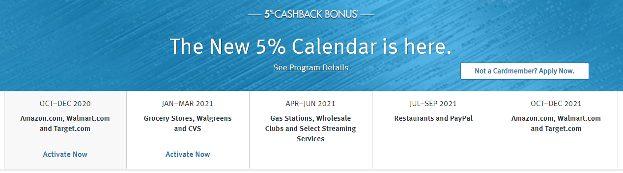 chase dom cash back calendar