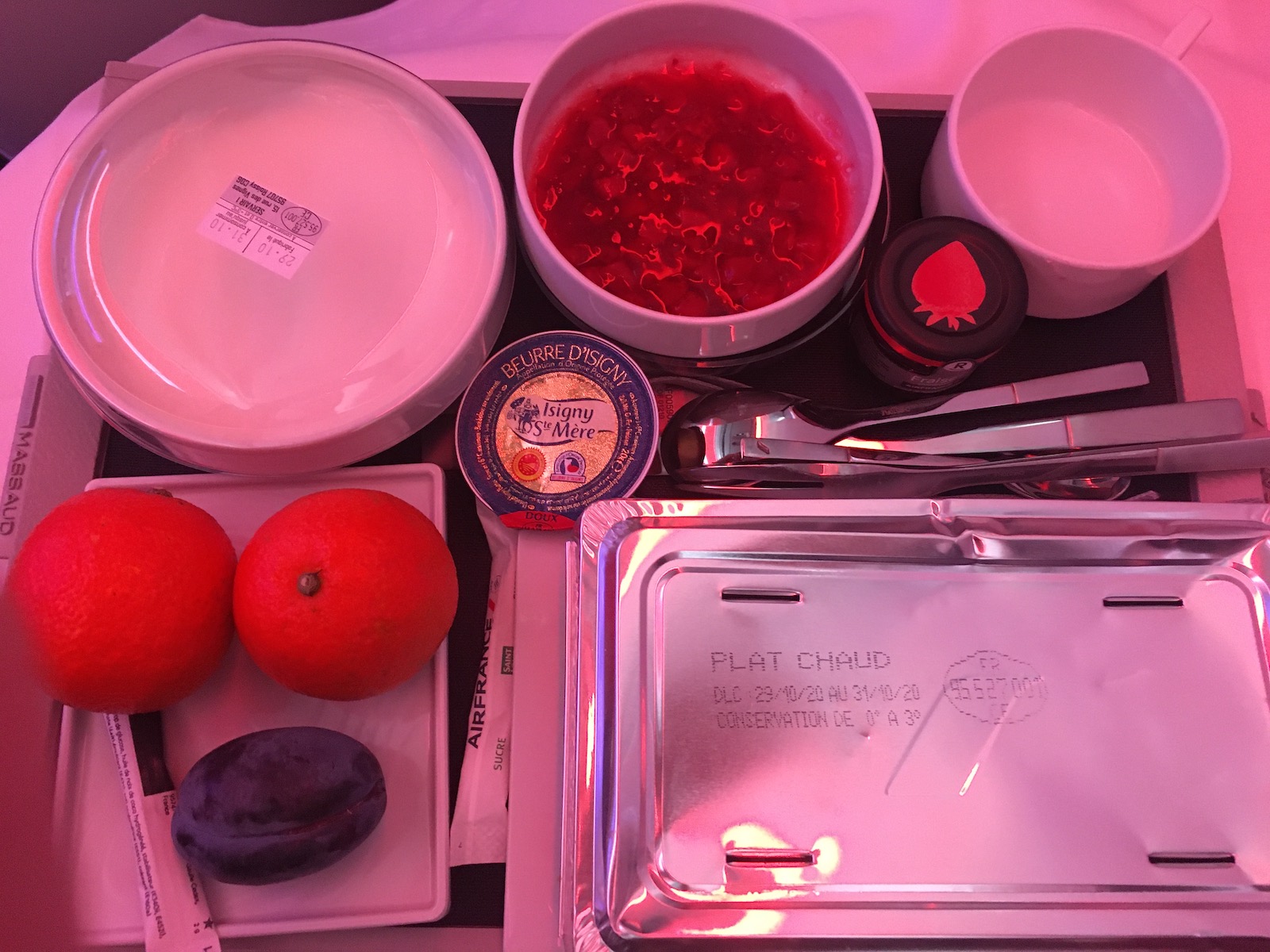 Air France non-vegan breakfast