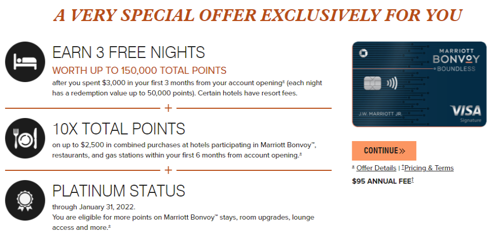 Marriott Bonvoy Boundless Offer For 3 Free Nights And Platinum Status Miles To Memories