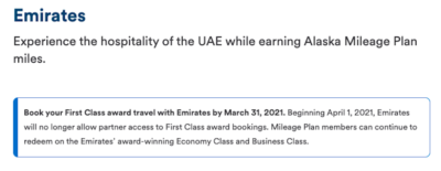 Final Chance! Book Emirates First Class Partner Awards ASAP!
