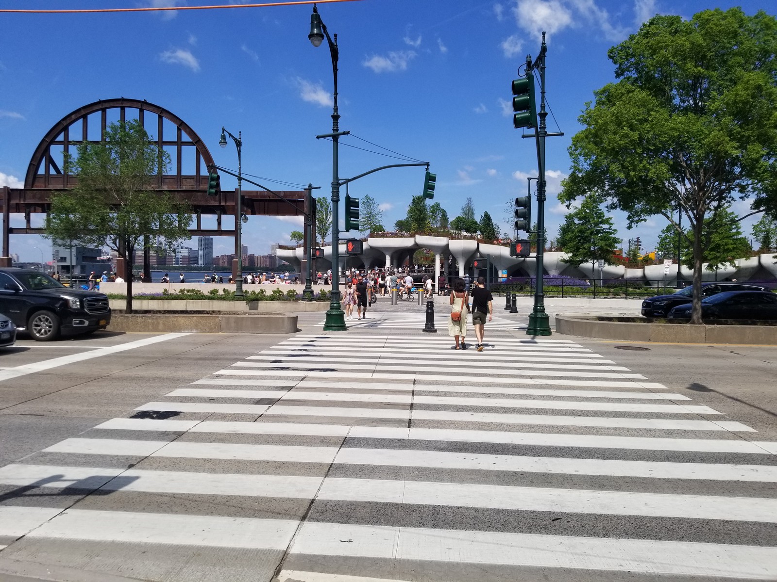 people walking on a crosswalk