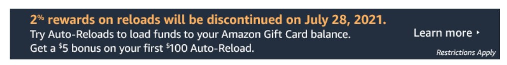 No More 2% Prime Reloads On Amazon