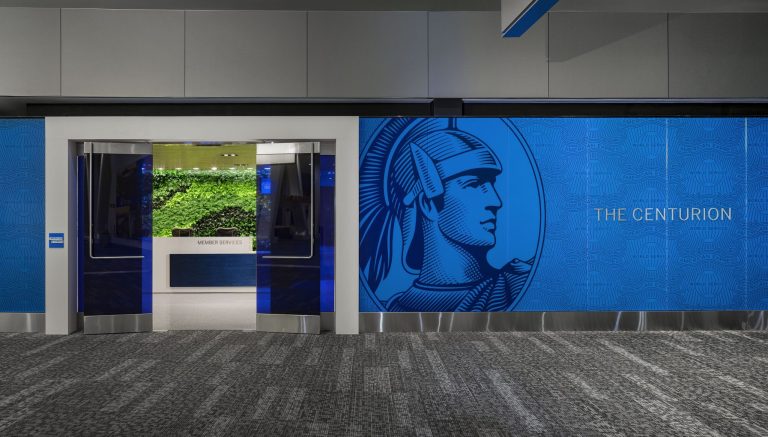 Image of the entrance to an Amex lounge, a lounge type that does not work for airline incidental credits since it's not an airline lounge