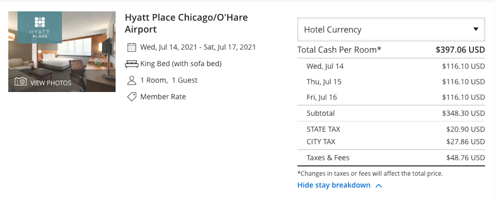 Update: Hyatt Place Chicago O'Hare No Longer Charging Energy Fee