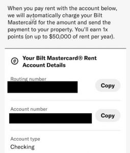 Page 2 of setting up ACH payments off of your Bilt Mastercard