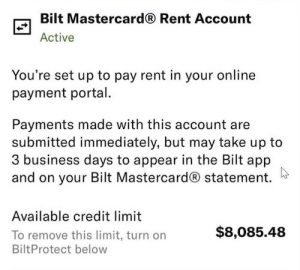Page 3 of setting up ACH payments off of your Bilt Mastercard