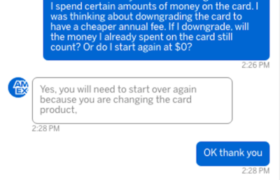 Question: Does Annual Spending Reset to $0 if I Downgrade my Amex?