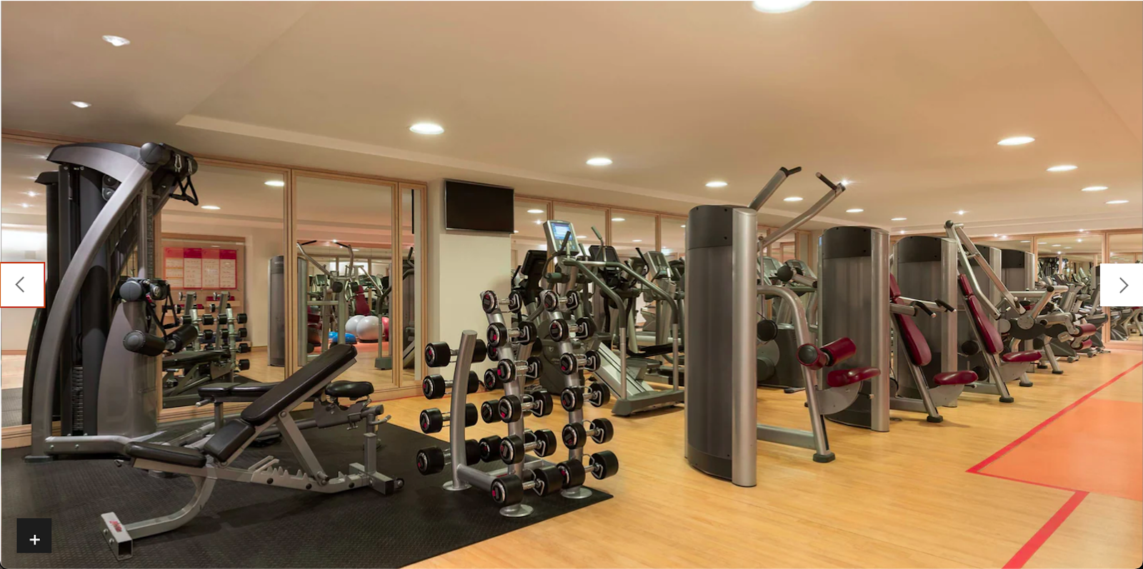 Screenshot of Sheraton Stockholm fitness center, taken from hotel website.