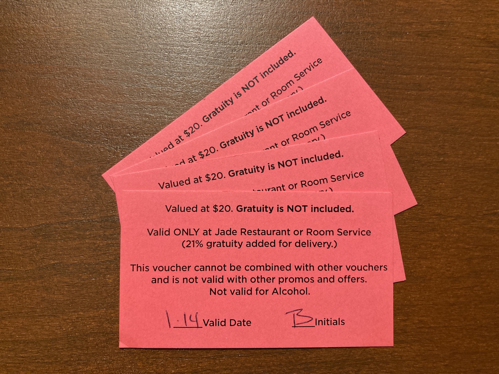 Image of 4 meal vouchers worth $20 each