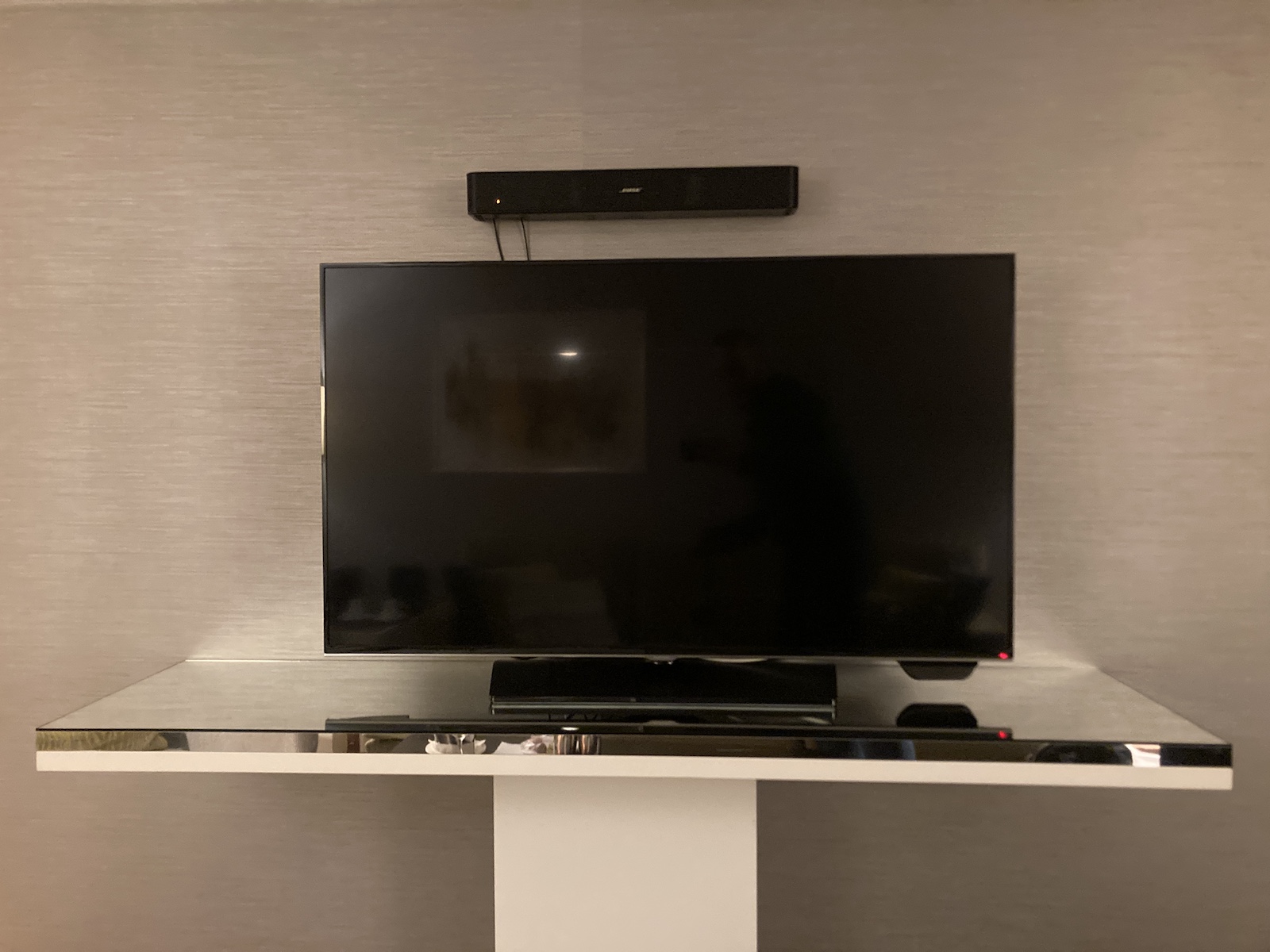 Image of TV in living room of panoramic suite at Sheraton Stockholm Hotel