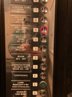 Image of panel of buttons in elevator at Sheraton Stockholm Hotel