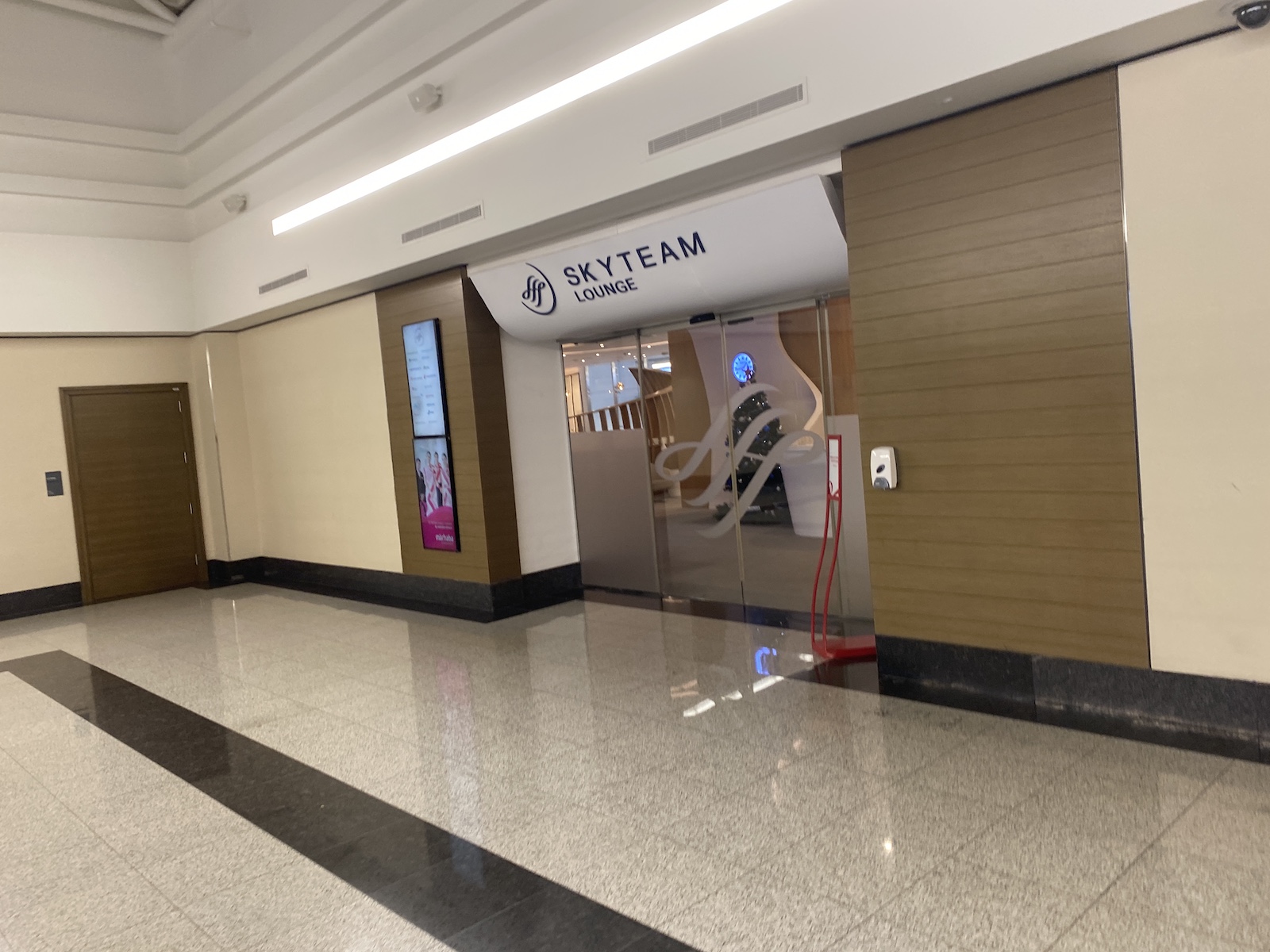Entrance to SkyTeam lounge at DXB airport
