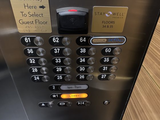 Control panel inside the elevator