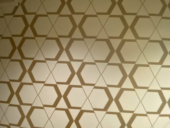 Image of wallpaper in separated toilet room inside main bathroom