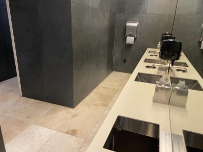 Bathroom inside the locker room at Delano Las Vegas at Mandalay Bay