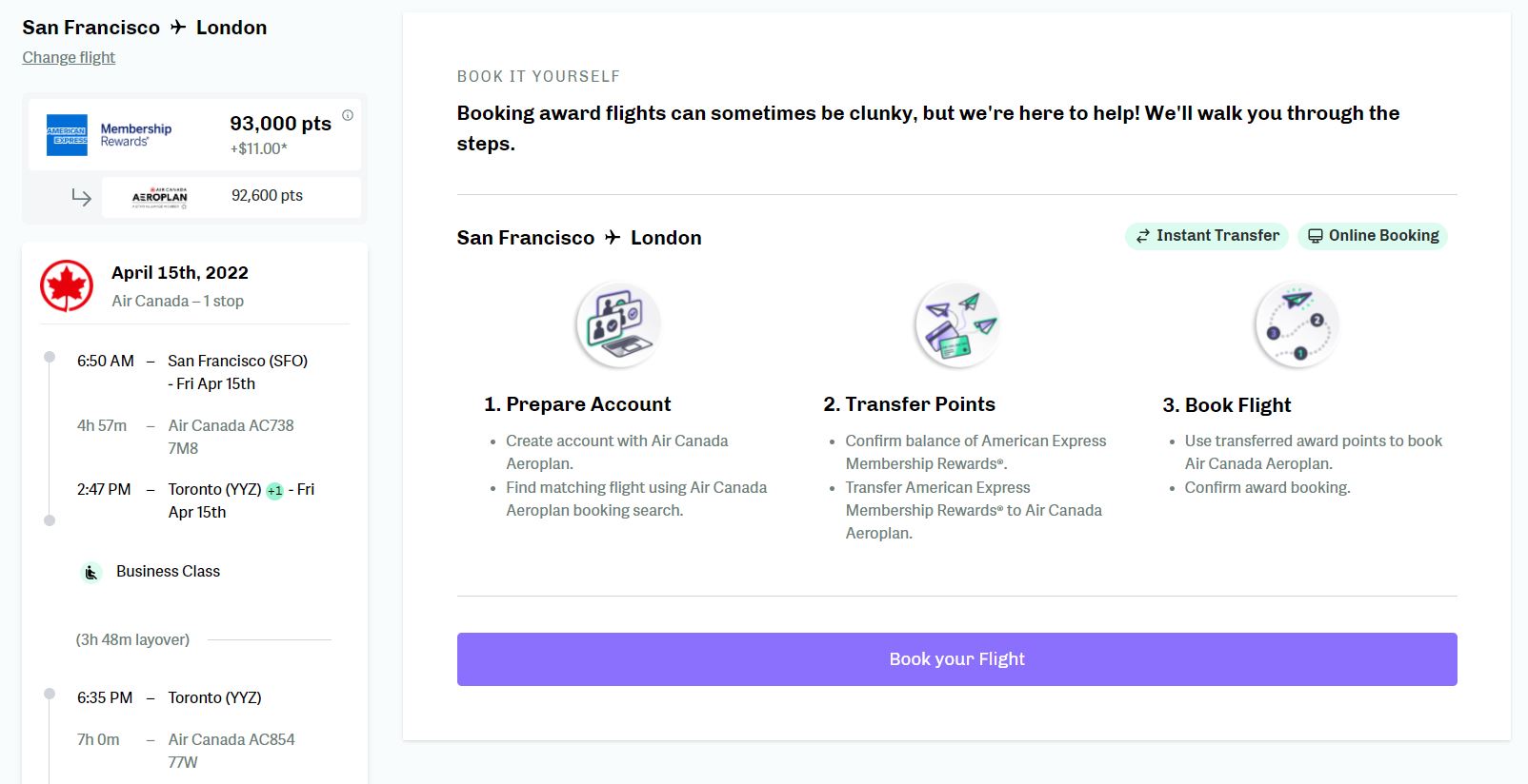 point.me booking process