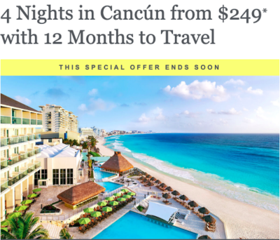 Email image showing Westin Cancun timeshare offer for 2022