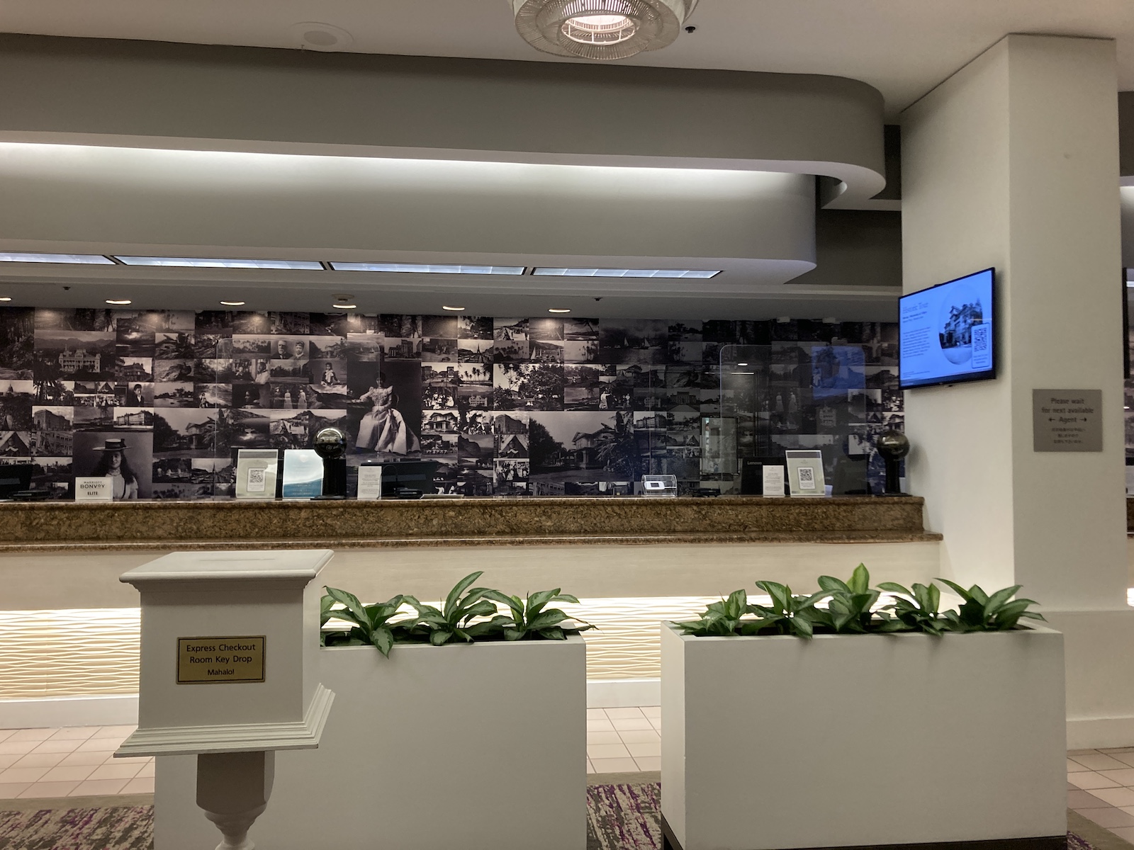 Image of the reception desk with pictures of the princess on the wall
