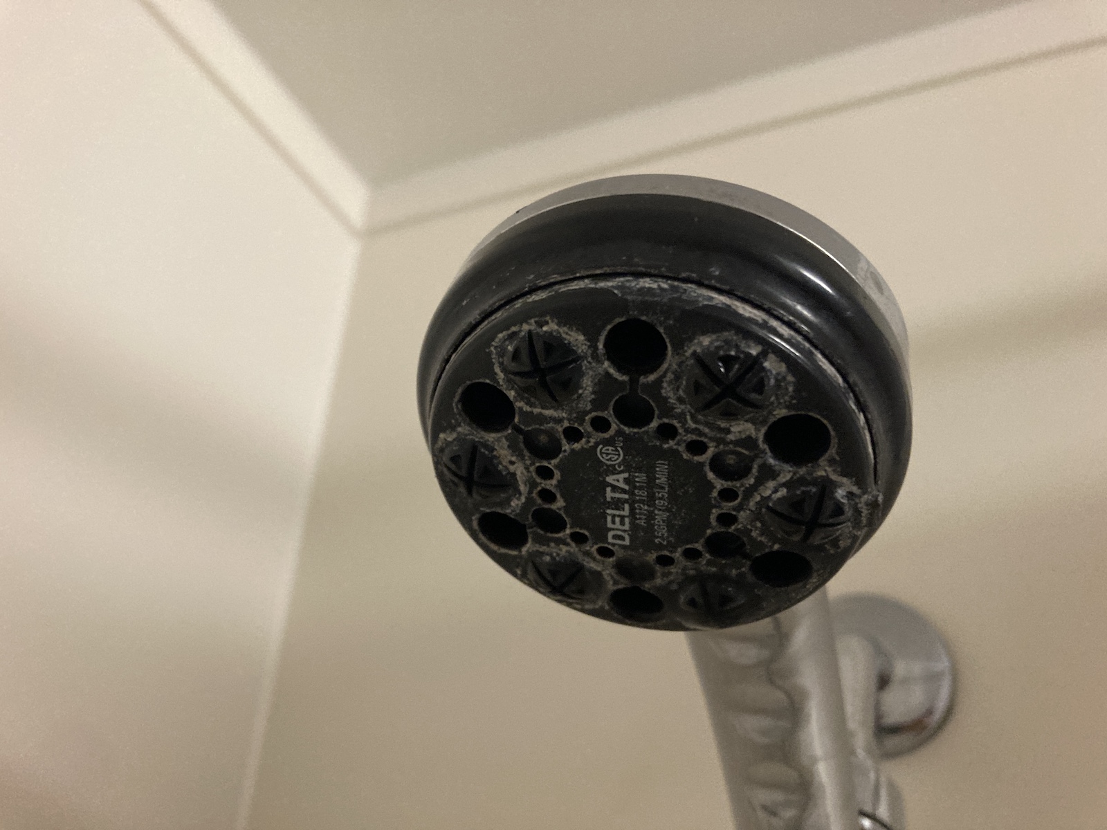 Image of shower head missing the piece where you can adjust the spray settings
