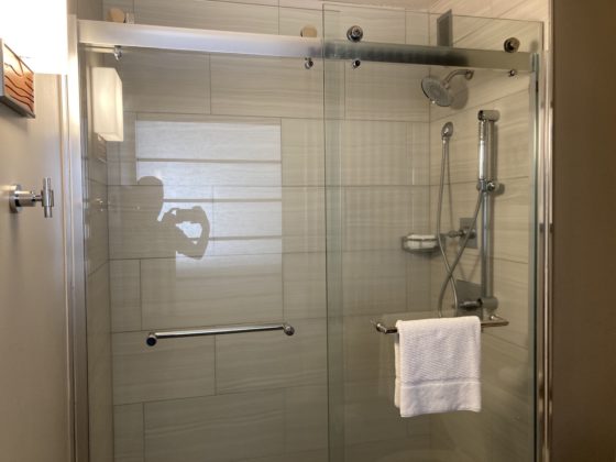 Photo of a glass box shower