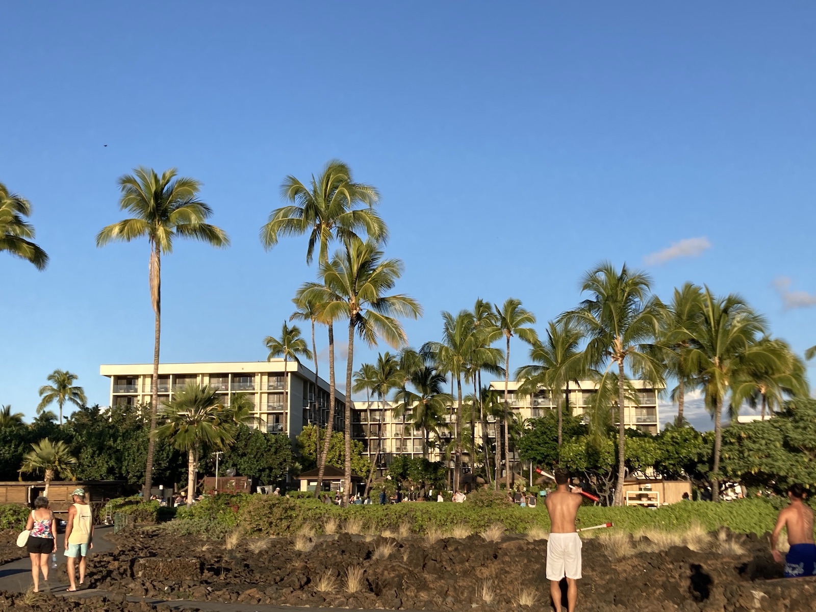 Photo looking back toward the Waikoloa Beach Marriott Resort Spa from the entrance to the beach