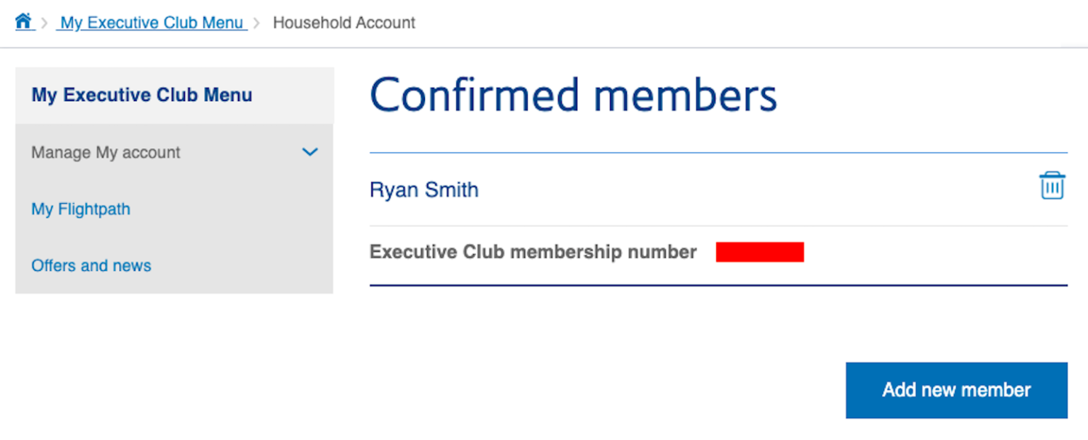 How to Create a British Airways Household Account to Share Avios