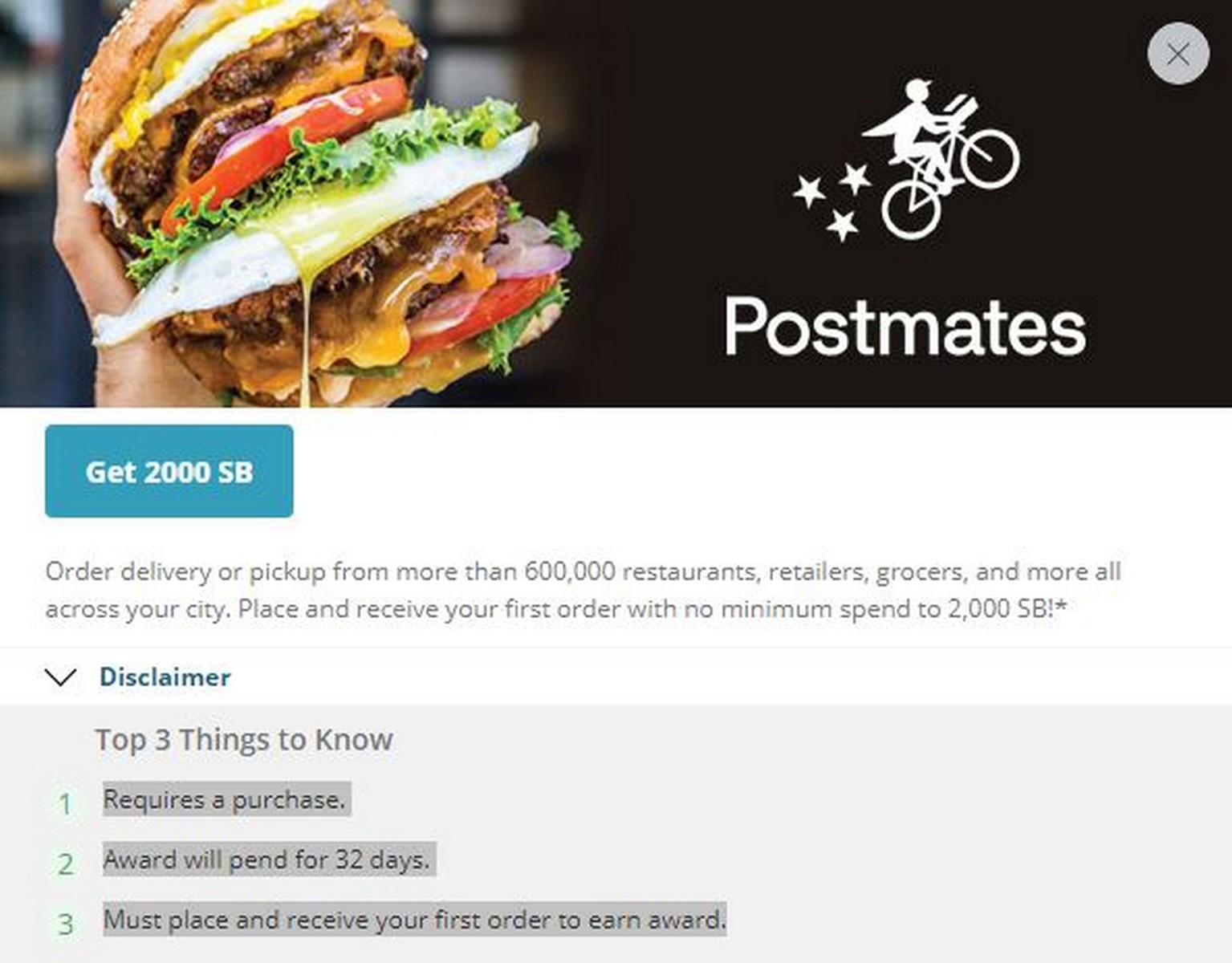 Postmates Swagbucks Offer