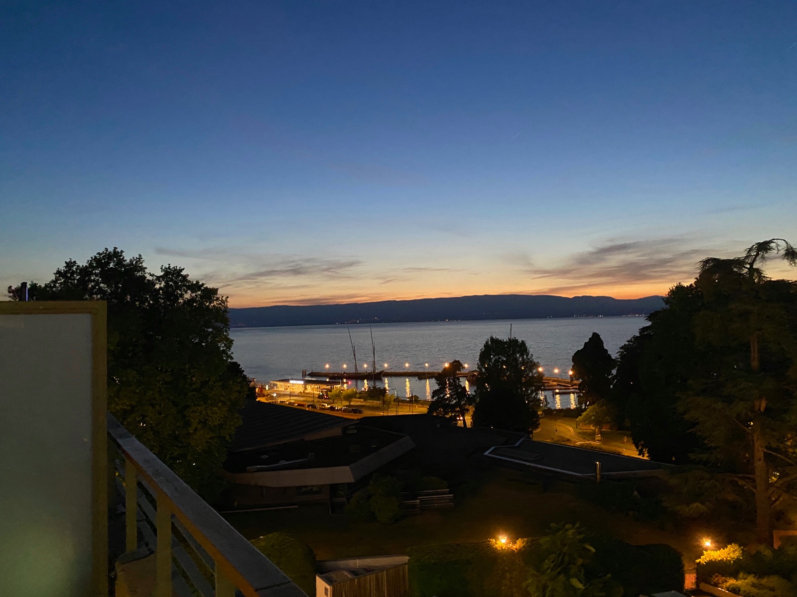 a view of a body of water from a deck