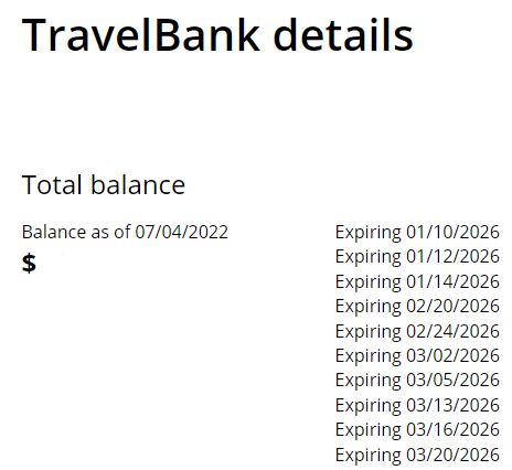 do united travel bank credits expire