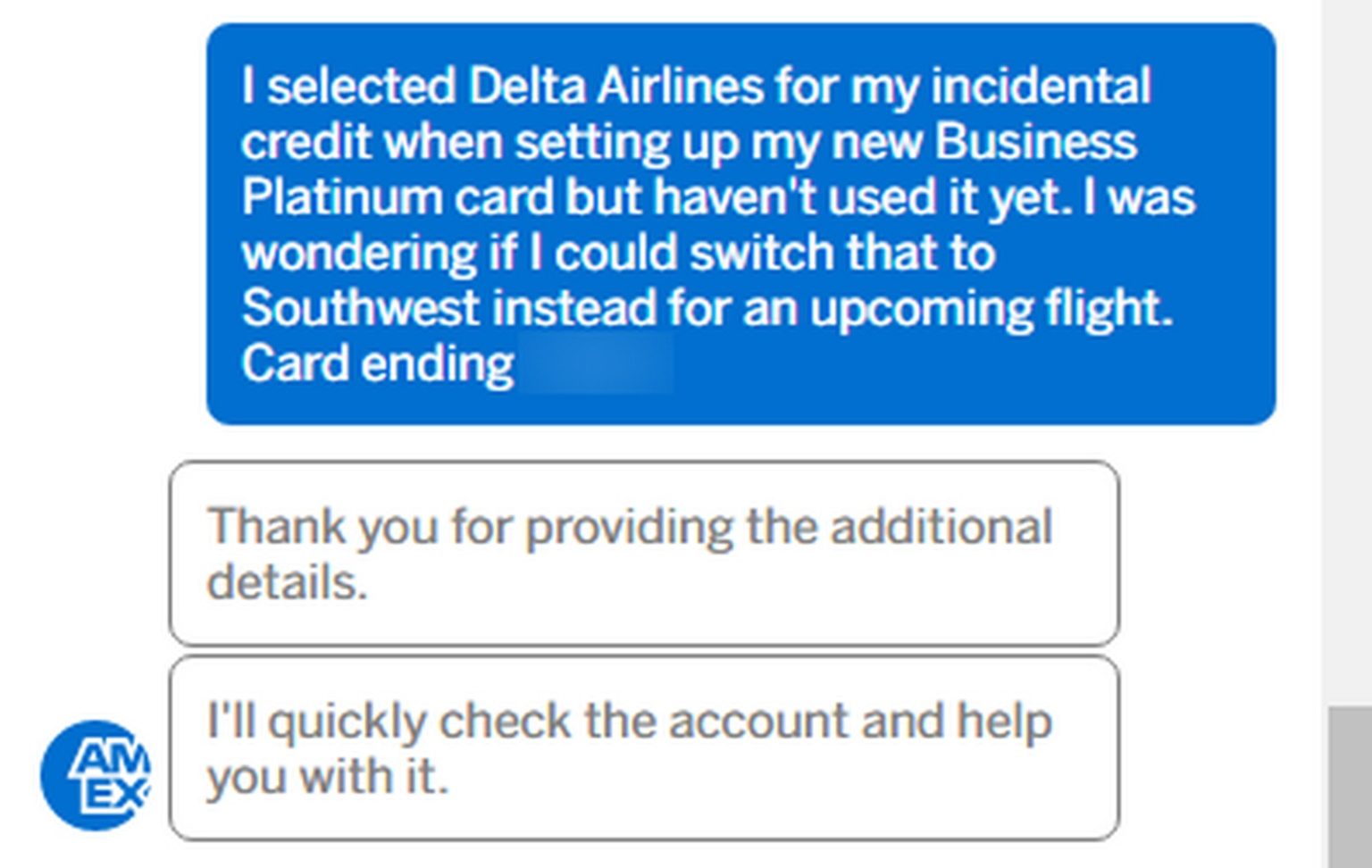 How To Change Your Amex Airline Incidental Selection Twice