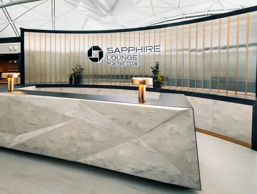 a reception desk in a building