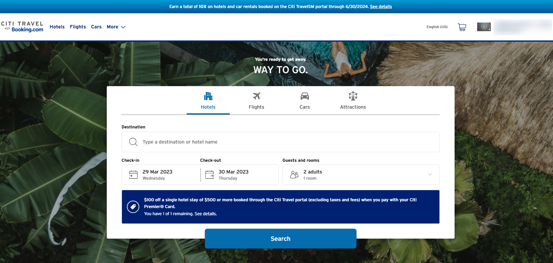 Citi Travel with Booking.com dashboard