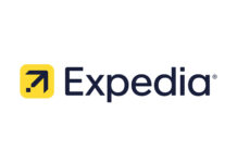 Expedia Wells Fargo Cards, Earn Up to $600 Bonus a logo with a yellow arrow