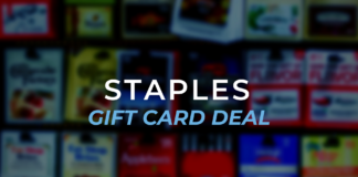 Staples Brings Back Fee Free Bonus Points Earning With Visa Gift Card Promotion a blurry image of a variety of gift cards