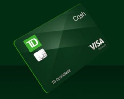 a green credit card with white text