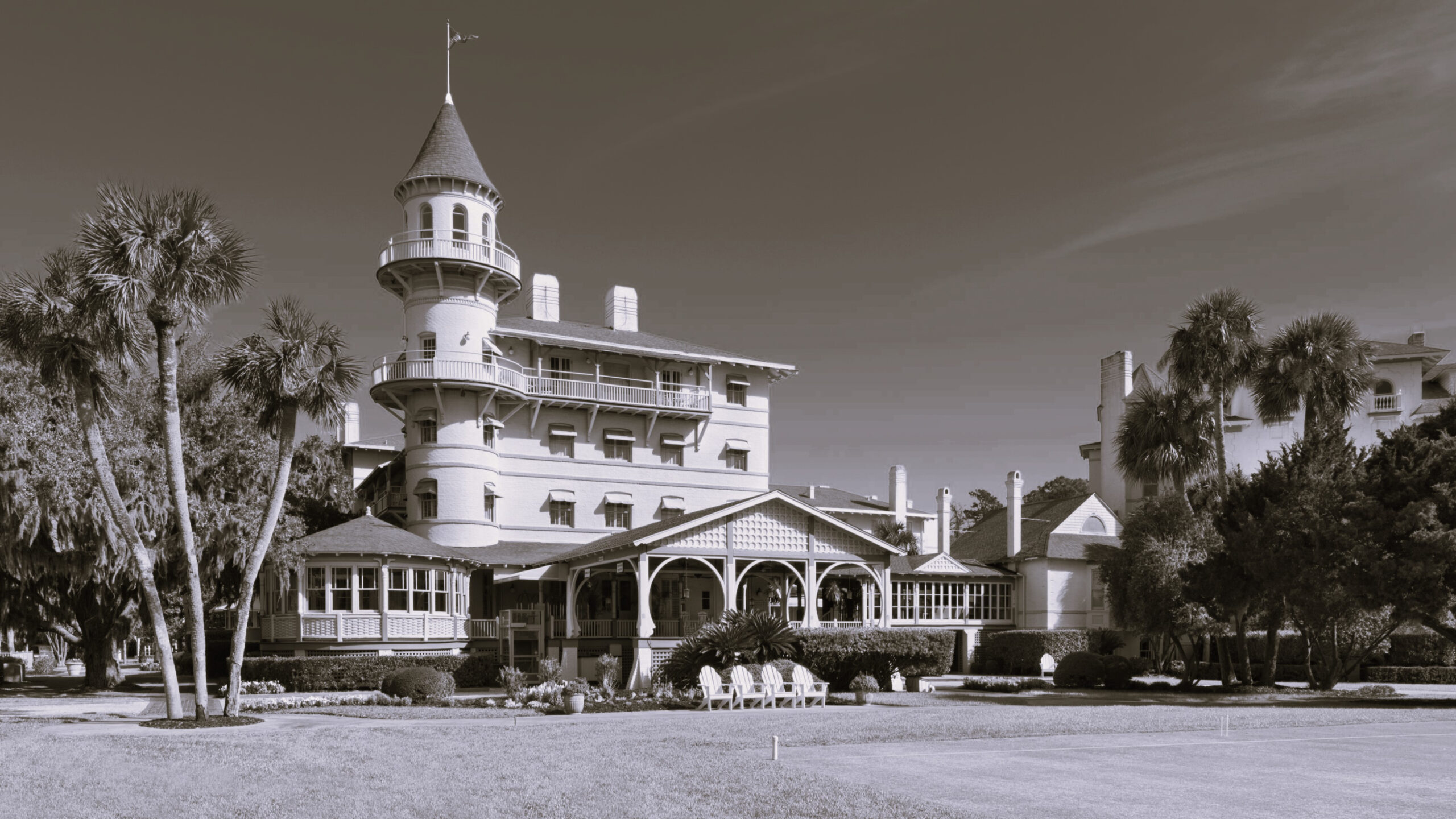 a large building with a tower