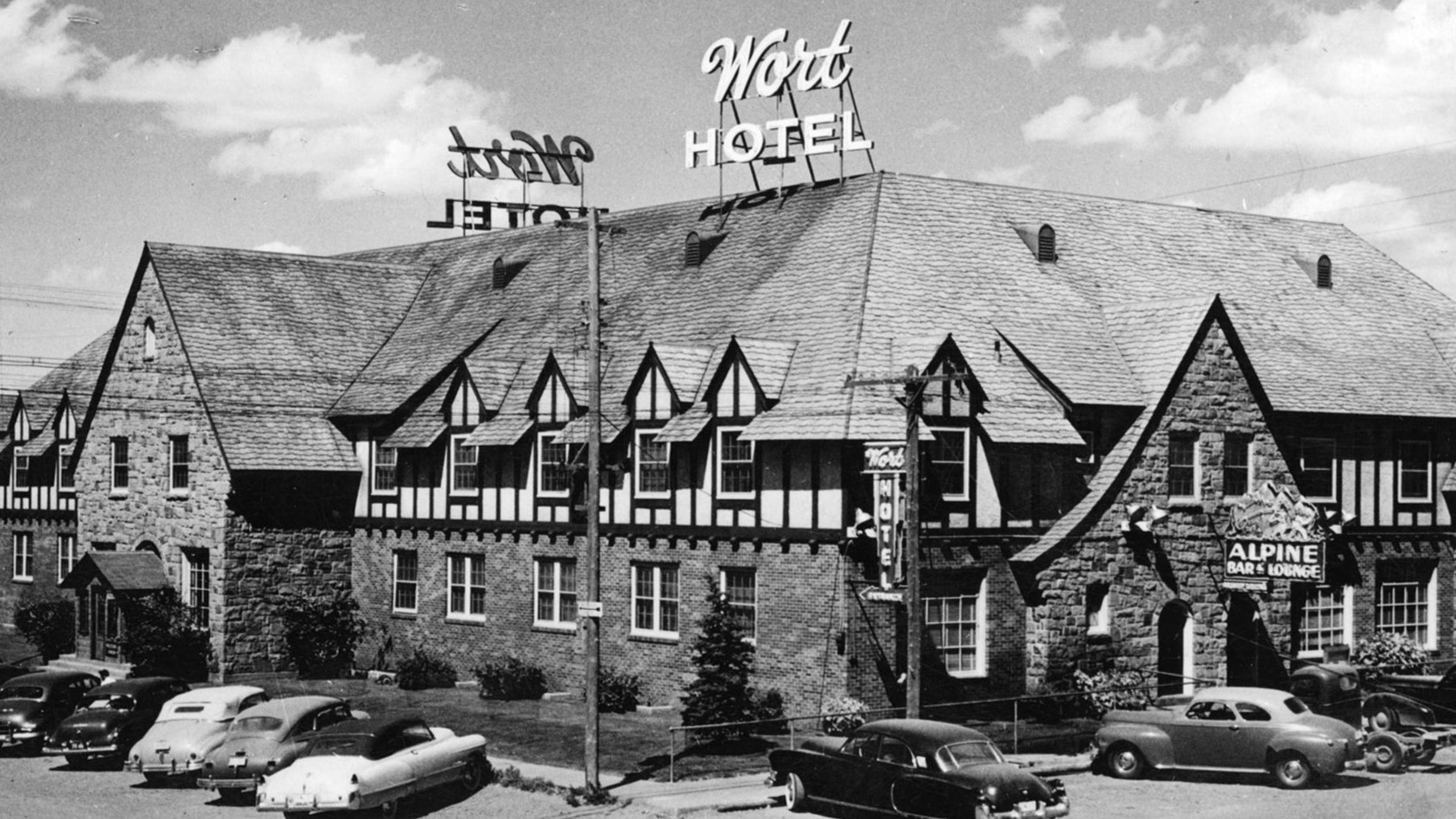 a building with a sign on top of it