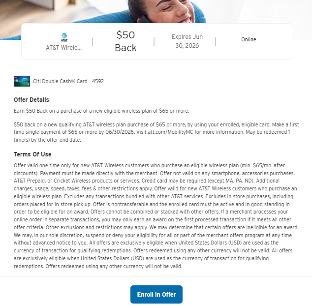 Citi Merchant Offers for AT&T