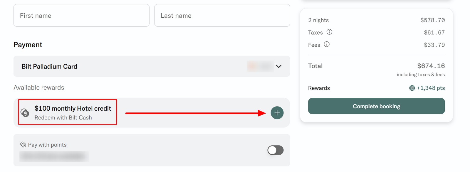 Bilt Palladium Hotel Credit