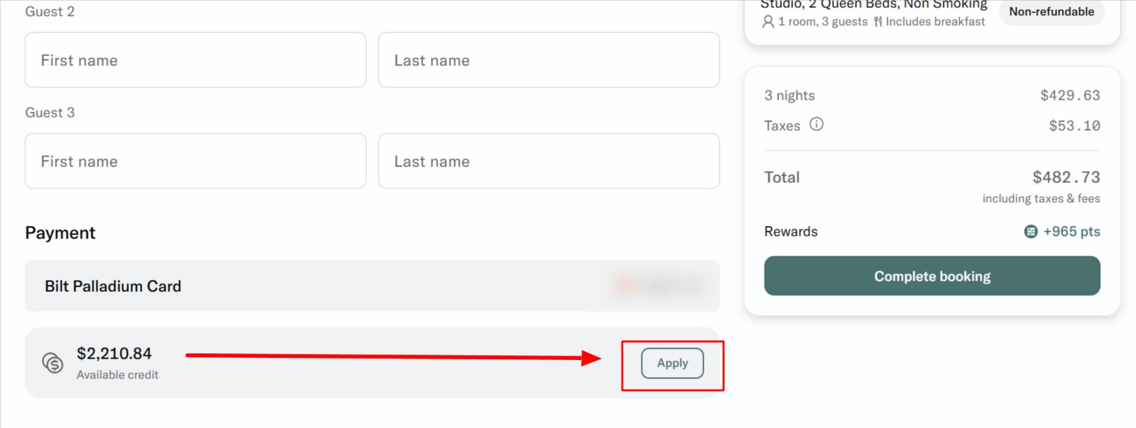 Bilt Palladium Hotel Credit