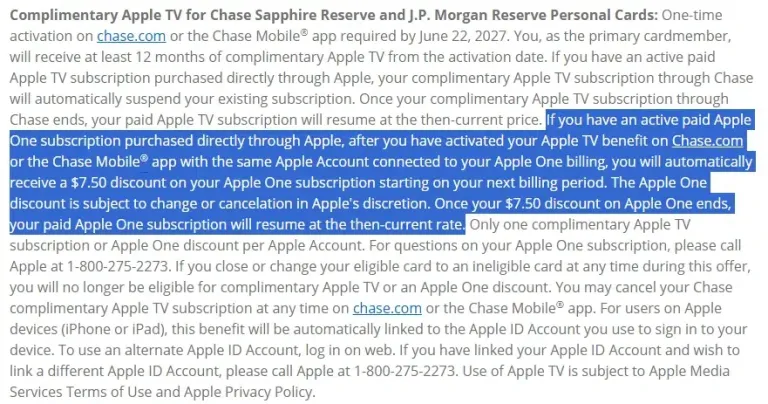 Chase Sapphire Reserve Apple TV Credit