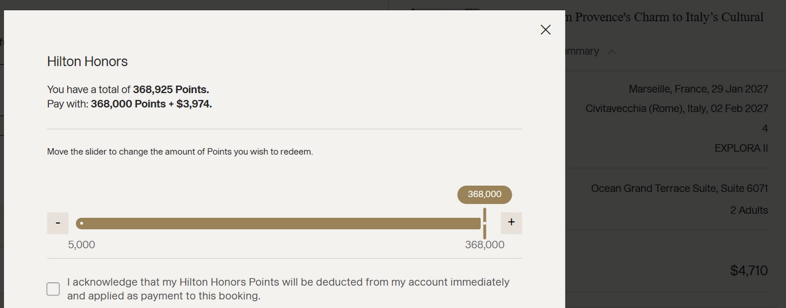 Using Hilton Honors Points For Cruises