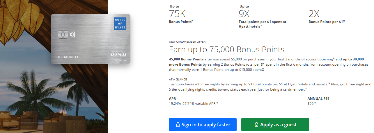 75K Bonus Word of Hyatt Card