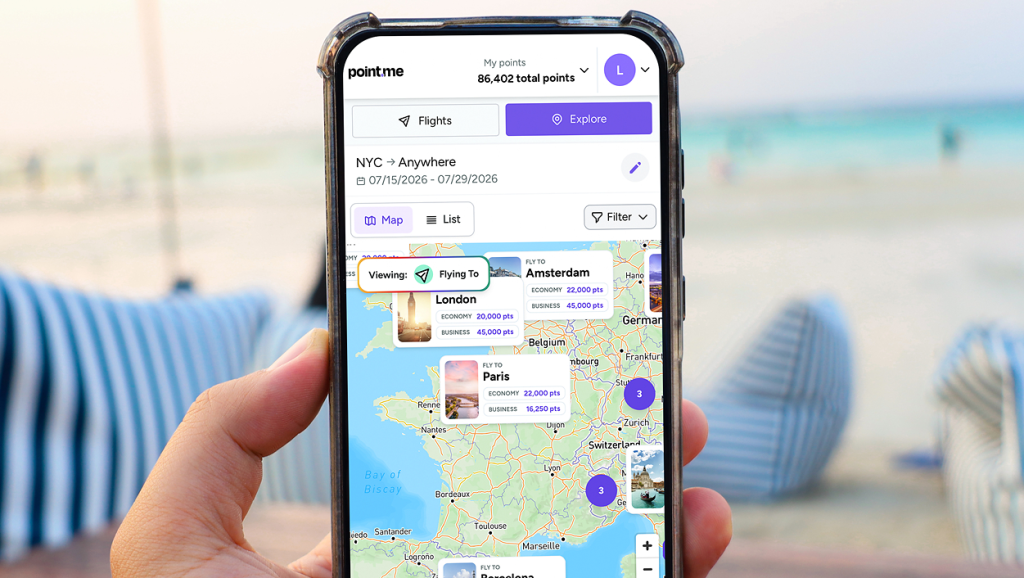 Point.me Explore Tool for Award Flights